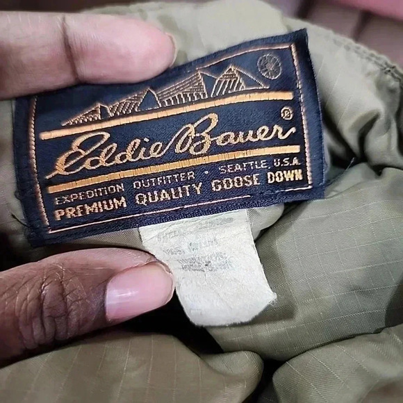 EDDIE BAUER vintage Goose Down Olive Camp Bootie Slippers Leather Soles. - Picture 9 of 12